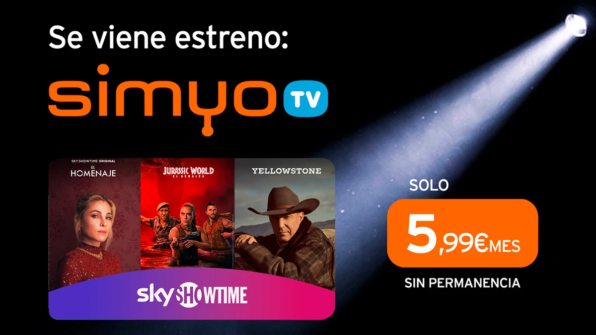 Simyo estrena su propia televisión: por 5,ninety nine euros viene con 90 canales y SkyShowtime sin coste adicional