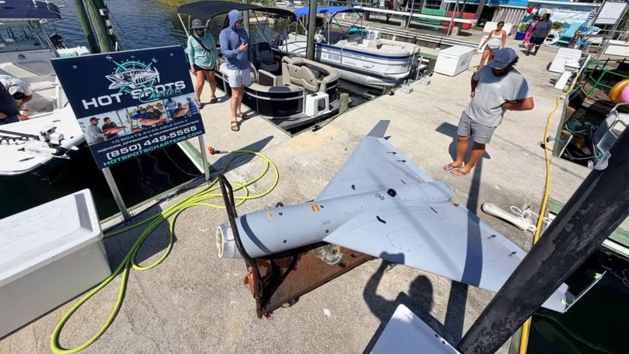 Unos pescadores de Florida sacan del mar un dron militar junto a la wicked de Eglin: parece que se perdió durante una prueba de la Fuerza Aérea de EE UU